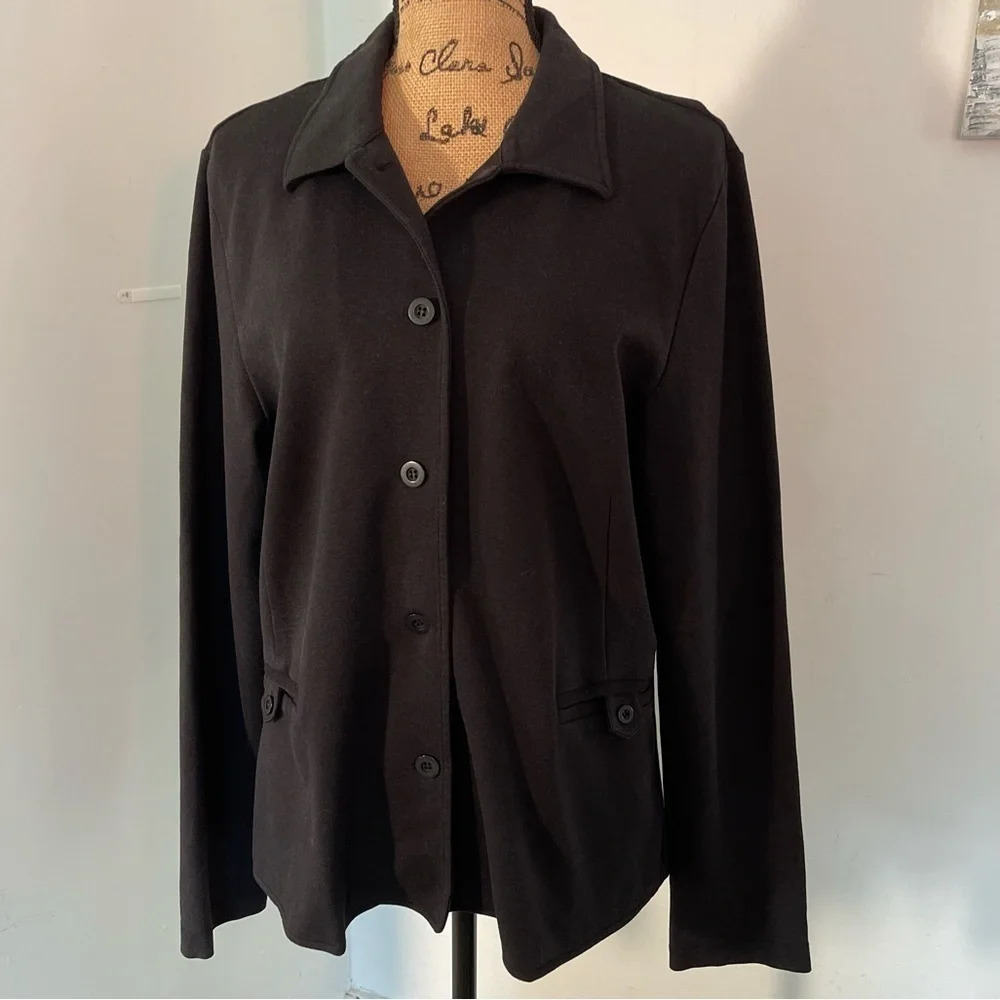 Talbot Women Petite Long Sleeve Black Suit Jacket Blazer
